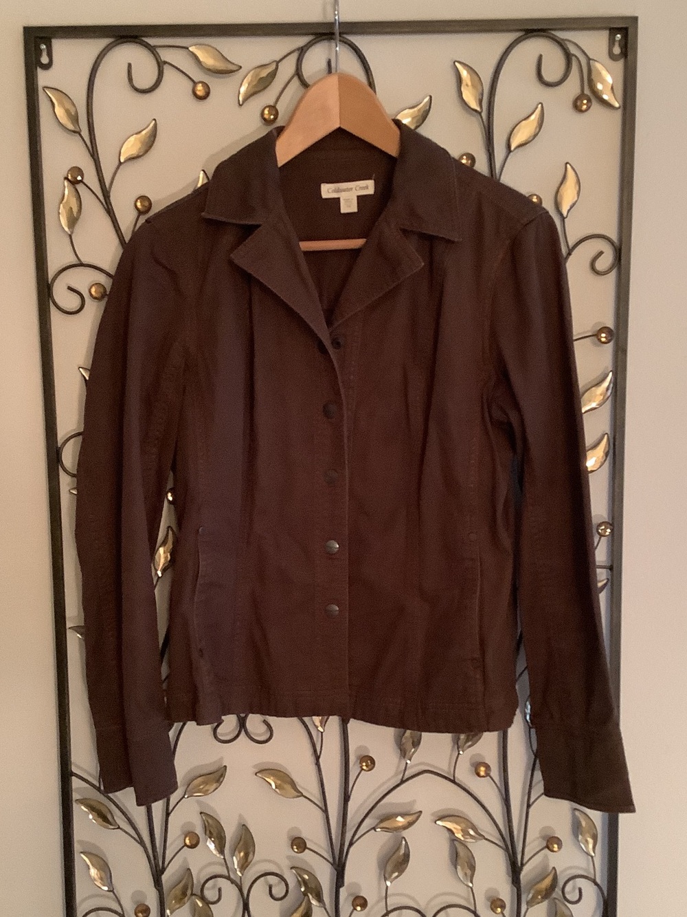 Coldwater Creek Chocolate Brown Denim Button Jacket